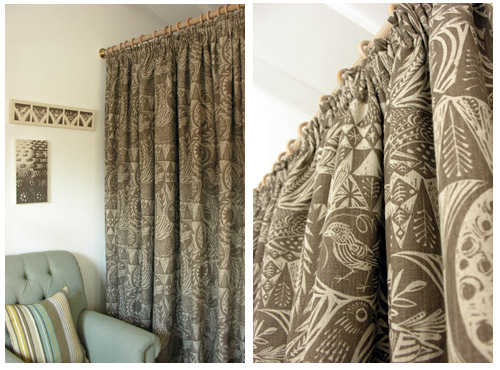 Mark Hearld Bird garden Fabric Curtain Tinsmiths 
