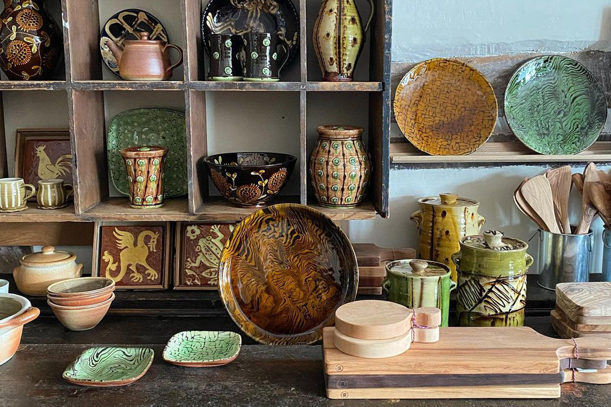 Tinsmiths Slipware and Studio Ceramics Shelves