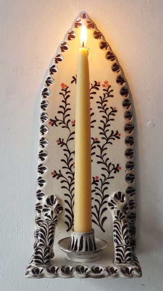 Katrin Moye Ceramic slipware candle sconce Tinsmiths
